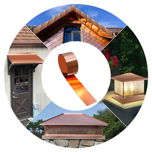 Copper Sheet Roll, 28 Gauge Flashing, 4" Width x 11 FT, Roofing Flashing for House Repair and DIY Projects