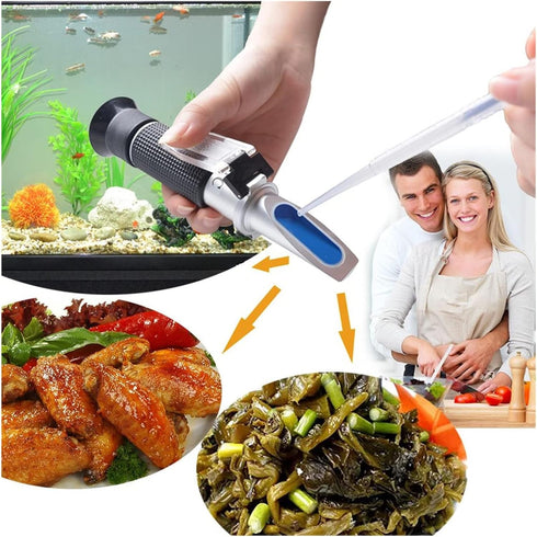 VGVGV 0-100% Brix Refractometer, Handheld Seawater Salinity Meter Sodium Chloride Concentration Refractometer for Wine