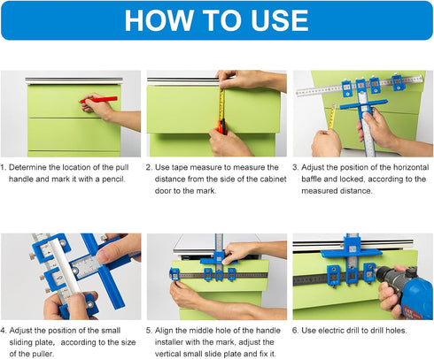 Cabinet Hardware Jig, Punch Locator Drill Guide for Installation of Handles and Knobs on Doors