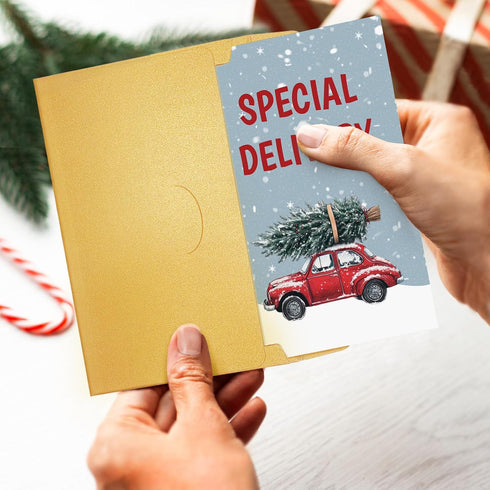 Oamiolek Funny Christmas Pregnancy Announcement Card, Humor Pregnancy Reveal Card for Grandma Grandpa Friends, Special