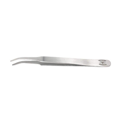 4.5 in. Stainless Steel Lab Forceps with Curved Tapered Flat-Tips