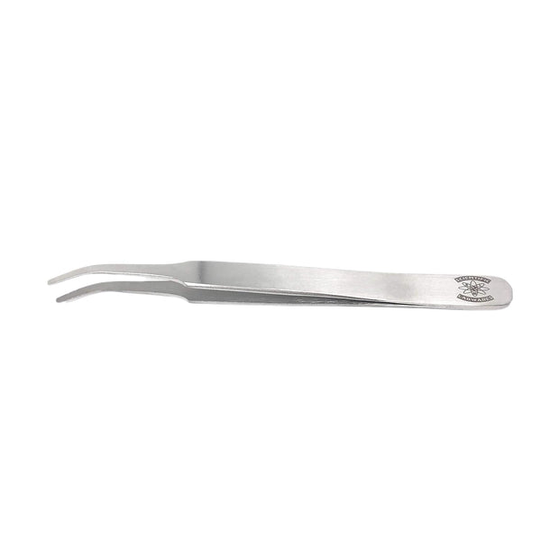 4.5 in. Stainless Steel Lab Forceps with Curved Tapered Flat-Tips