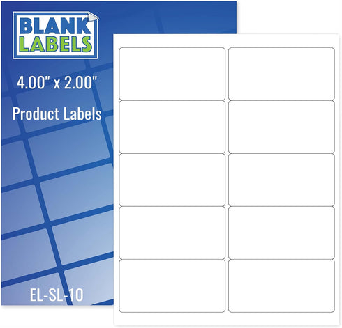 Blank Address Shipping Labels, 2" x 4" Permanent White Matte Label, 100 Sheets - 1000 Labels, Made in USA