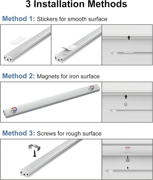 Dimmable 4500K, 3 Pack 12 inch Counter 24V, 4500K ASOKO Under Cabinet Led Light Plug in, Daylight White Linkable Led