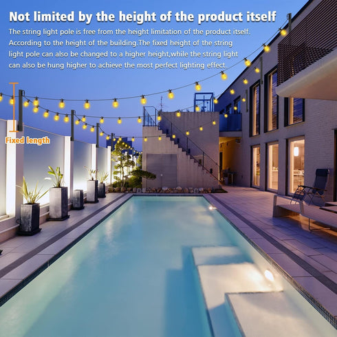 SINLEY 2.8Ft 4 Pack,Light String Light Poles Poles for Outside Lights,Outdoor with Fence Brackets Hanging Lights,Metal