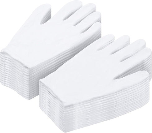 Paxcoo Cotton Gloves for Dry Hands - 20 Pairs Large White for Cosmetic Moisturizing and Inspection
