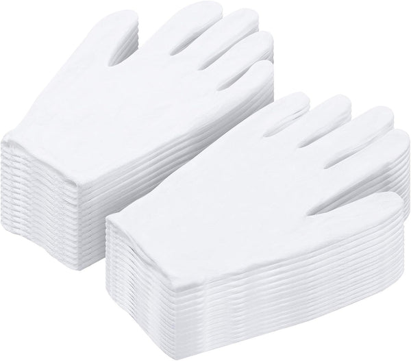 Paxcoo Cotton Gloves for Dry Hands - 20 Pairs Large White for Cosmetic Moisturizing and Inspection