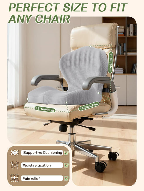 Tailbone Benazcap Memory Foam Seat Cushion with Lumbar Support Pillow for Office Chair, Car & Gaming Seat, Wheelchair
