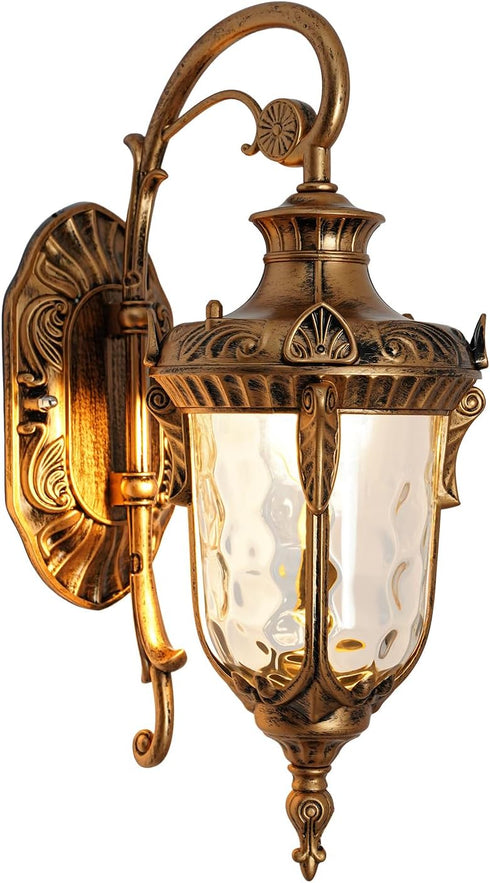 XEJMEOO Outdoor Wall Light Fixtures Bronze, 16.93" H Lantern Wall Sconce with Hammered