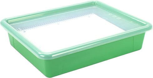 Storex Letter Size Flat Storage Tray, Organizer Bin with Non-Snap Lid, Green, 5-Pack