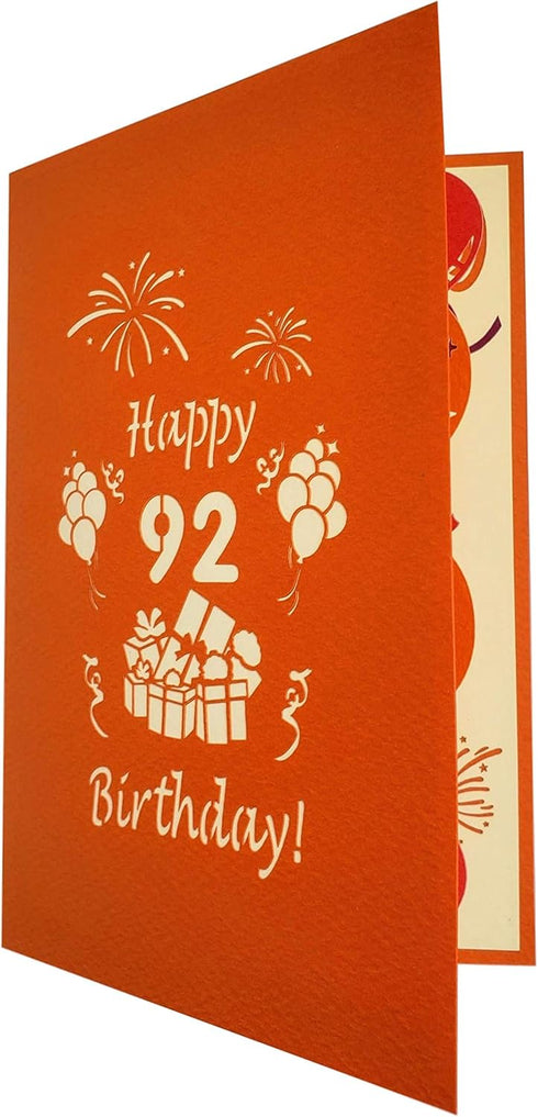 iGifts And Cards Happy 92nd Birthday 3D Pop Up Greeting Card – Unique Celebration with Balloons and Gifts
