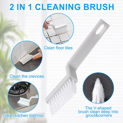 15 Set Pcs Crevice Cleaning Brush - Hard Bristle Cleaning Brush Supplies, V Shape Grout Cleaner Brush for Deep Cleaning