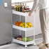 SPACELEAD 3-Tier Utility Storage Cart, Mobile Organizer with Lockable Caster Wheels, Rolling Carts for Bathroom,