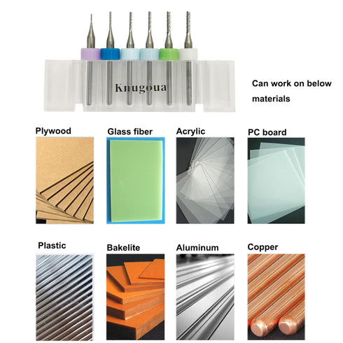 End Mill Sets Tungsten Steel CNC Router Burrs - 12 Bits for PCB Circuit Board, Plastic, Wood, Copper