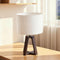 Booniture Dimmable Bamboo Table Lamp, Farmhouse Bedside Lamp with Linen Shade, Mid Century