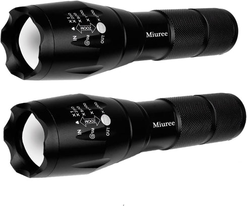 2 Pack LED Tactical Flashlight Water Resistant Military Grade 2000 Lumens 5