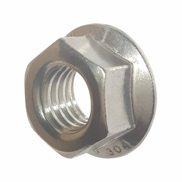 Serrated Flange Nuts - 1/2"-20 (10-Pack) Stainless Steel 18-8 Hex Lock Hardware for Industrial & Home Use