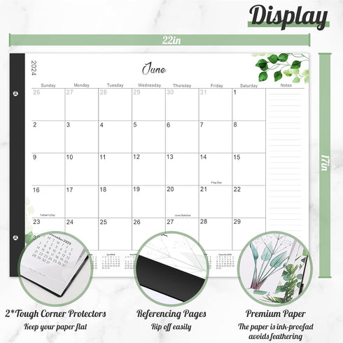 Gannyfer Large Desk Calendar 2024-2025 - 18 Month Calendar, 22" x 17" Desktop Pad for Home, School, Office