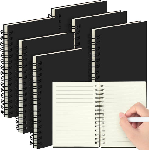 Qilery 6 Pack A6 Spiral Lined Notebooks, 4 x 5.5 Inch Pocket Notebooks, 100 Sheets for Office and School