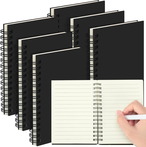 Qilery 6 Pack A6 Spiral Lined Notebooks, 4 x 5.5 Inch Pocket Notebooks, 100 Sheets for Office and School