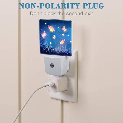 Uiaoiais Night Light Plug into Wall Glowing Butterflies Flying in Garden with Dusk to Dawn Sensor for Kid Girls Boys