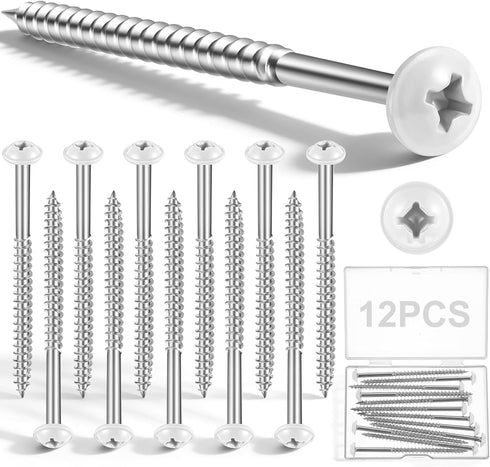 Jetec 12 Pcs Vinyl Shutter Fasteners 3 Inch Painted Screws for Vinyl Shutters