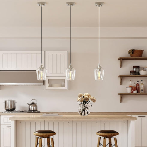 VONLUCE Pendant Lights Kitchen Island, Brushed Nickel Pendant Lighting for Kitchen Island with Hanging Cord for Bedroom