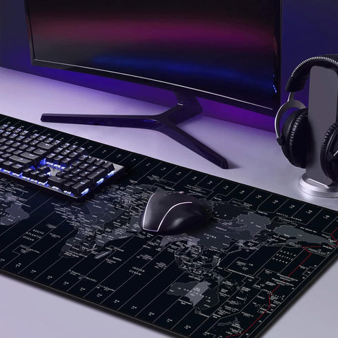 Extended Speed Gaming Mouse Pad, Large Size 35.4 X 15.7X 0.12 inches Desk Mat with Personalized World Map Design