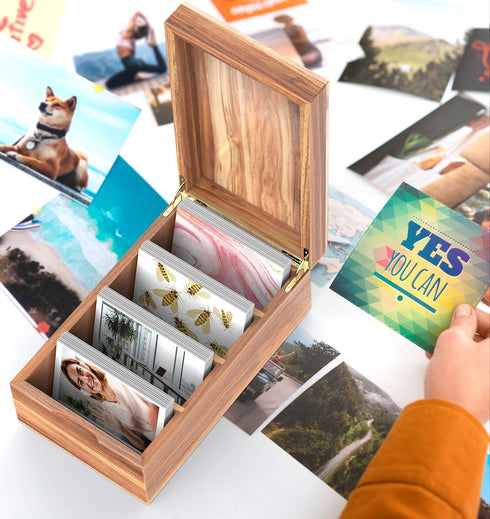 Neando 4x6 4 600 Index Card Holder, Acacia Index Card Box, Index Card Organizer Case, Wood Recipe Box with Dividers