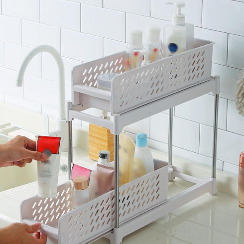 NOENNULL Rolling Cart Storage Trolley Cart Slide Out Rolling Utility Cart Shelf Rack on Wheels Multi-purpose Shelving