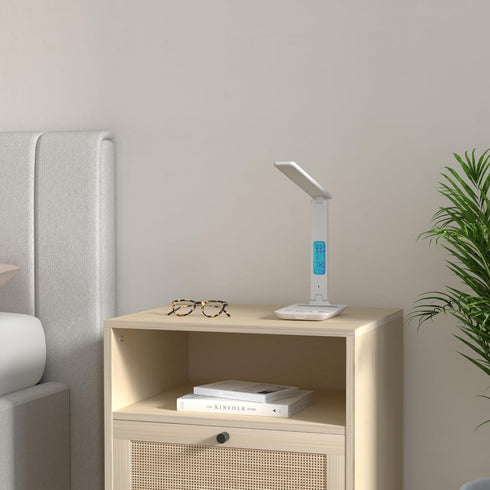 LAOPAO Desk Lamp with Wireless Charger: USB Charging Port, Table Lamp with Clock, Desk Lamps for Home Office College