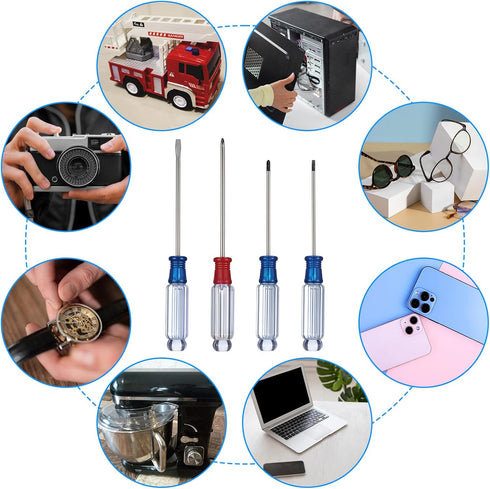 QfwdfcTrenz 4PCS Set, Set Small Screwdriver Tool Flat Head and Phillips, Small Screwdriver Steel Screwdrivers for Toys