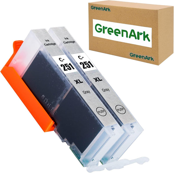 GREENARK Compatible Ink Cartridge Replacement for Canon CLI-251 GY Gray - 2 Pack 251XL GY for PIXMA MG6320, MG7120,