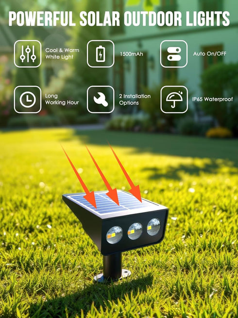 IP65 3 6 Pack Solar spot Lights Outdoor Waterproof Solar spotlights Lighting Modes Tree Lights for Outdoor Yard Garden