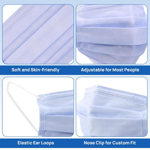 50 Pack 4-Ply 3 JMU Disposable Face Masks, ASTM Level Medical Masks for Adults, Purple