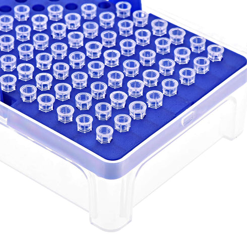 uxcell Pipette Tips Box, 96-Well Polypropylene Tip Holder, 10ul Pipettor, 4.5mm Hole Diameter, Blue, 2Pcs