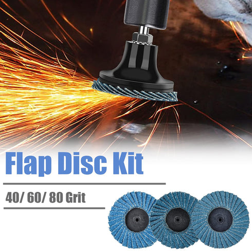 15Pcs 2 Inch 40/60/ 80Grit 1/4 Inch Mesee Roll Lock Flap Disc Kit, Quick Change Flap Grinding Wheel with Shank Disc Pad