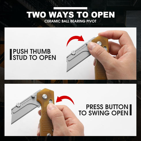 COOL PARD EDC 4Pcs Folding Pocket Utility Knife Quick Change Blade Razor Knife with Extra Razor Blades,Box Cutter