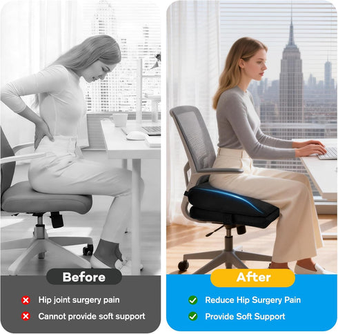 CRAURU Memory Foam Post Hip Surgery Cushion Adjustable Height Hip Replacement Recovery Cushion with Non Slip Bottom