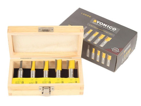 Set 5 1/2-Inch 14522 YONICO Straight Router Bits Bit Shank