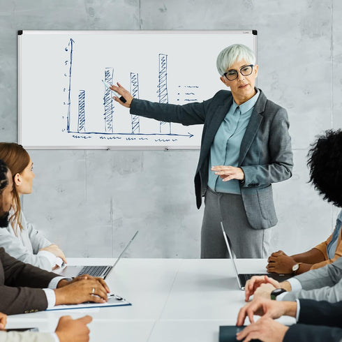 VUSIGN Magnetic White Board 18" x 12" with 1 Eraser, 2 Multicolor Markers, 4 Pins, Aluminum Frame for Home, Office,