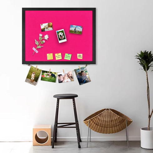 Pink Bulletin Boards Cork Board with Felt, 17"x13" Small Display Pin Board for Walls, Jewelry, Photos, 1pc