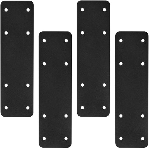 Post to Beam Connectors 4pcs, 10"X3" Straight Steel Flat Plate, Black Powder Coated I Strap for Repair Wooden House