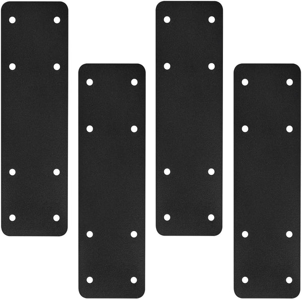 Post to Beam Connectors 4pcs, 10"X3" Straight Steel Flat Plate, Black Powder Coated I Strap for Repair Wooden House