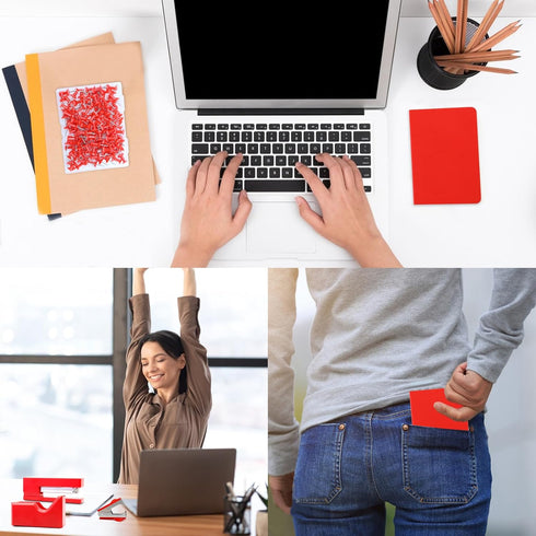 UPIHO Red Office Supplies Set - Red Desk Accessories, Stapler, Tape Dispenser, Scissors, and More for Women