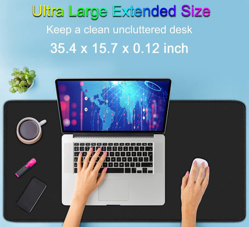 Gaming Mouse Pad, Large Desk Mouse Pad with Stitched Edges, Durable Non-Slip Natural Rubber Base, Waterproof for