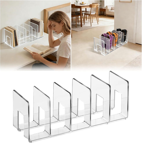 Generic 5 Closet File Organizer for Desk with Compartments, Acrylic File Organizer for Vertical Paper Notebook