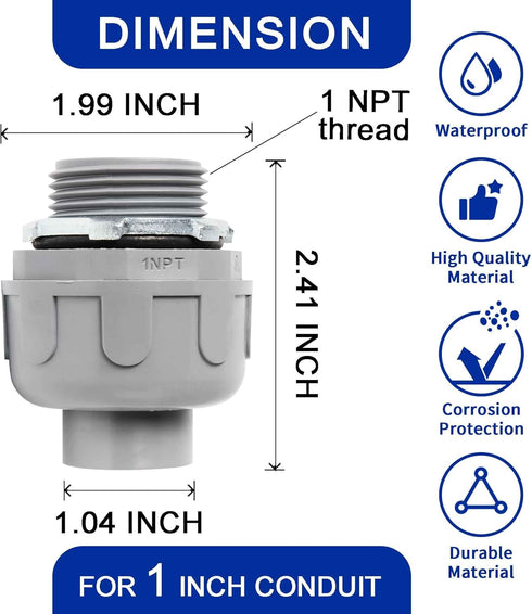 (10 Pack) Yariwiz 1 inch Plastic Liquid Tight Conduit Coupling by yariwiz
