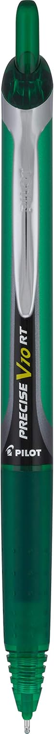 Pilot Precise V10 RT Refillable & Retractable Rolling Ball Pens, Bold Point 1 mm, Green, Pack of 12