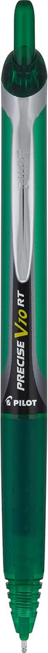 Pilot Precise V10 RT Refillable & Retractable Rolling Ball Pens, Bold Point 1 mm, Green, Pack of 12